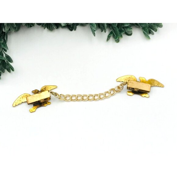 Vintage Gold-Tone Eagle Design Collar Chain Clip For Men & Women Patriotic State - Picture 6 of 8
